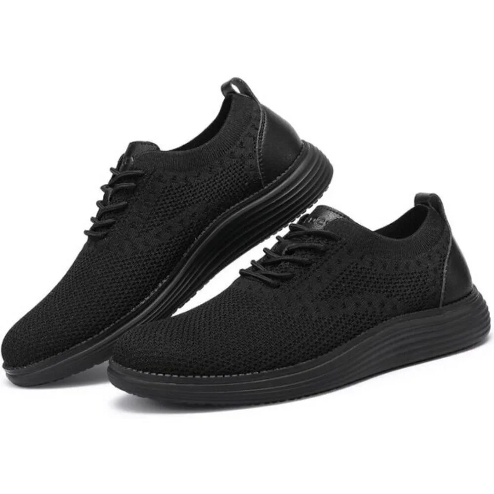 🆕VILOCY Men's All Black Casual Dress Oxfords Business Mesh Breathable Sneakers